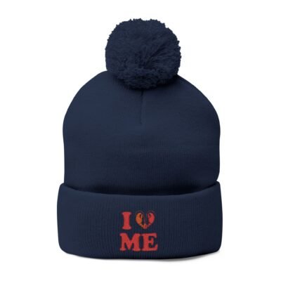 I Heart ME - Pom-Pom Knit Cap Embroidered